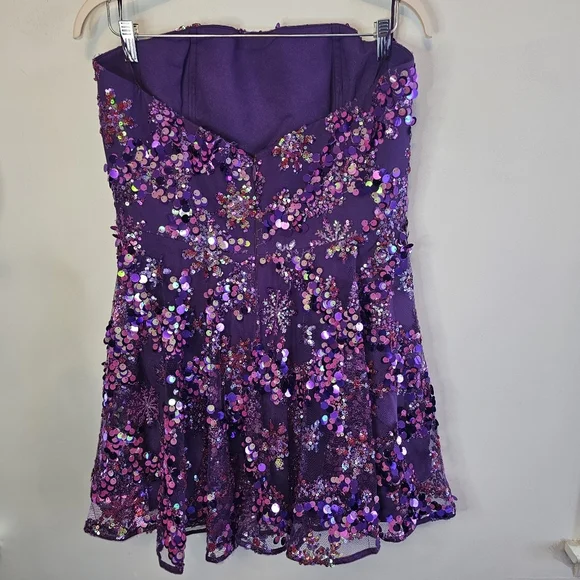 NWT Helsi Anita Strapless Sequin Fit & Flare Violet Dress XL 12-14 - Picture 7 of 13